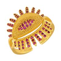 Cubic Zirconia Micro Pave Brass Finger Ring, Evil Eye, 18K gold plated, adjustable & micro pave cubic zirconia & for woman 