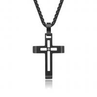 Нержавеющая сталь крест подвески, нержавеющая сталь, Kресты, Другое покрытие, Мужский & отверстие, черный продается PC