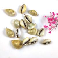 Zinc Alloy Shell Pendants, with Zinc Alloy, gold color plated, polished & DIY, mixed colors, 30mm 