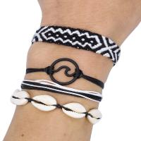 Friendship Bracelets, Wax Cord, with Cotton Thread & Zinc Alloy, fashion jewelry 