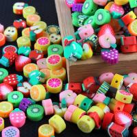Fruit Polymer Clay Beads, fruit design & DIY, mixed colors, 7-10x3-5mm 