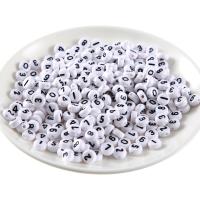 Acryl Zahlen Perlen, gemischtes Muster & DIY & Emaille, weiß, 4x7mm, 100PCs/Tasche, verkauft von Tasche