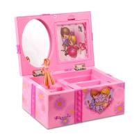 Multifunctional Jewelry Box, Plastic, Rectangle, printing, with mirror pink 