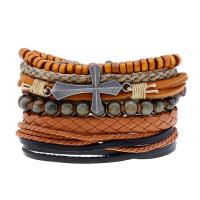 Faux cuir Set de bracelet, Bracelet, avec corde de cire, Vintage & 4 pièces, 60mm, Vendu par fixé