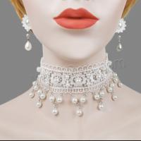 Mode Collier Choker, lacet, avec perle de plastique, bijoux de mode & styles différents pour le choix & pour femme Vendu par PC