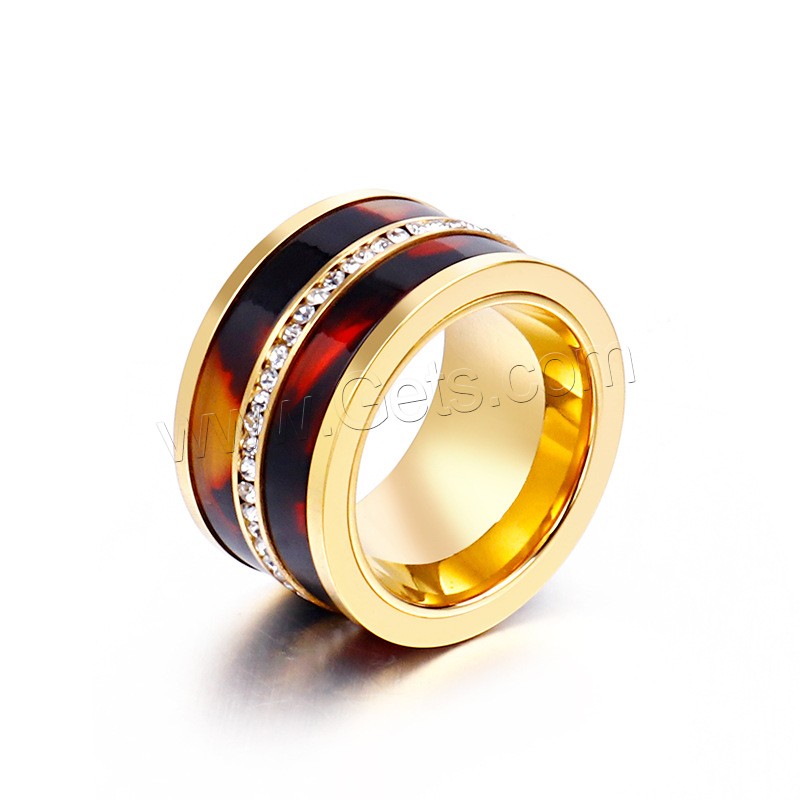 Нержавеющая сталь Rhinestone палец кольцо, нержавеющая сталь, Другое покрытие, разный размер для выбора & разные стили для выбора & Женский & со стразами, Много цветов для выбора, продается PC