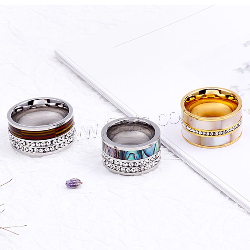 Anilo de dedo de acero inoxidable, chapado, diverso tamaño para la opción & diferentes estilos para la opción & para mujer & con diamantes de imitación, más colores para la opción, Vendido por UD