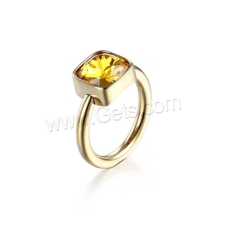 Cubic Zirconia anillo de dedo de acero inoxidable, con cúbica circonia, chapado en color dorado, unisexo & diverso tamaño para la opción, más colores para la opción, Vendido por UD