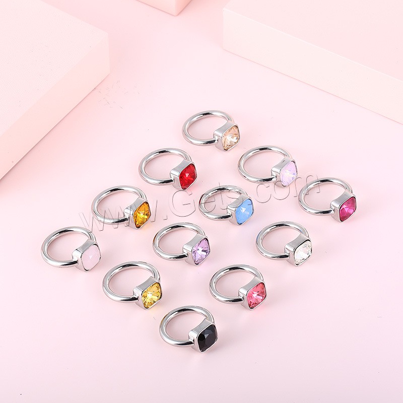 Cubic Zirconia anillo de dedo de acero inoxidable, con cúbica circonia, chapado, unisexo & diverso tamaño para la opción, más colores para la opción, Vendido por UD