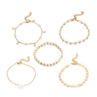 Zinc Alloy Anklet, gold color plated, 5 pieces & for woman 