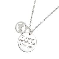 Stainless Steel Jewelry Necklace, Unisex & oval chain & with letter pattern, original color, 25mm,2.2mm Approx 17.7 Inch 