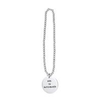 Stainless Steel Charm Bracelet, Flat Round, Unisex & ball chain & with letter pattern, original color, 22mm Approx 6.7 Inch 