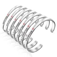 Stainless Steel Cuff Bangle, plated, Unisex & with letter pattern Inner Approx 65mm 