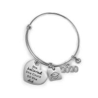 Stainless Steel Charm Bracelet, plated, Unisex & adjustable & with letter pattern & with rhinestone 15mm, Inner Approx 65mm 