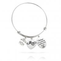 Stainless Steel Charm Bracelet, Unisex & adjustable & with letter pattern, original color  7mm,1.5mm, Inner Approx 62mm 