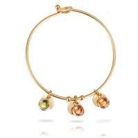 Stainless Steel Charm Bracelet, gold color plated, random style & December Birthstone & Unisex & with letter pattern, 2mm,12mm,10mm,9mm, Inner Approx 60mm 
