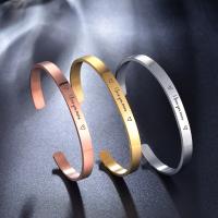 Stainless Steel Cuff Bangle, plated, Unisex & with letter pattern Inner Approx 62mm 