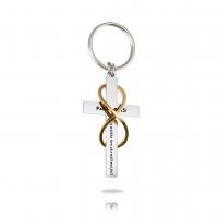 Stainless Steel Key Clasp, Cross, plated, Unisex & with letter pattern 