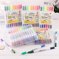 Plastic Water Color Brush, Dual Tip & Washable & for children mixed colors, 175mm 