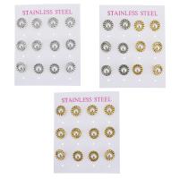 Stainless Steel Stud Earring, Stud Earring, with Plastic Pearl, plated, 6 pieces & fashion jewelry & for woman 9.5mm 