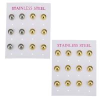 Stainless Steel Stud Earring, Stud Earring, plated, 6 pieces & fashion jewelry & for woman 8mm 