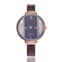 Women Wrist Watch, PU Leather, with zinc alloy dial, Chinese movement, rose gold color plated, for woman 10mm Approx 8.7 Inch 
