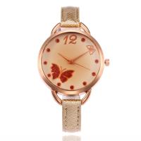 Bracelets de montre pour femmes, cuir PU, avec cadran en alliage de zinc, mouvement chinoise, Plaqué de couleur d'or rose, sans imperméable à l’eau, plus de couleurs à choisir 10mm Environ 8.7 pouce, Vendu par PC