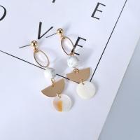 Seashell Earrings, Zinc Alloy, with Gemstone, gold color plated & for woman 80 