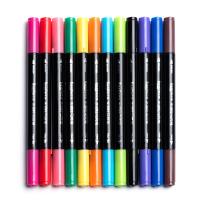 plastique Water Color Pen, Double astuce & Portable & styles différents pour le choix, couleurs mélangées, 150mm, Vendu par boîte