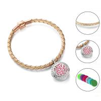 Perfume Aromatherapy Bracelet, Stainless Steel, with PU Leather Cord, fashion jewelry 