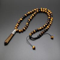 Tiger Eye Necklace, Natural Stone, with Tiger Eye, handmade, fashion jewelry & Unisex, 51cm-80cm 