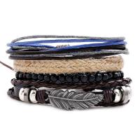 PU Leather Bracelet Set, wrist wreath, with Zinc Alloy, plated, 4 pieces & fashion jewelry & Unisex, 60mm 