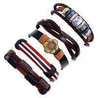Faux Leather Bracelet Set, bracelet, with Zinc Alloy, plated, 5 pieces & fashion jewelry & Unisex, 60mm 