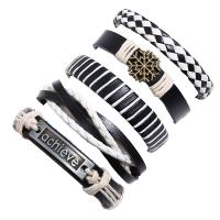 Faux cuir Set de bracelet, Bracelet, avec alliage de zinc, Placage, 5 pièces & bijoux de mode & unisexe, 60mm, Vendu par fixé