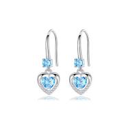 Cubic Zirconia Micro Pave Sterling Silver Earring, 925 Sterling Silver, Heart, platinum plated, hypo allergic & micro pave cubic zirconia & for woman 