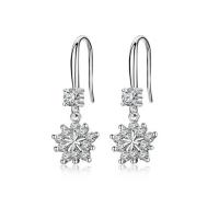 Cubic Zirconia Micro Pave Sterling Silver Earring, 925 Sterling Silver, Snowflake, platinum plated, hypo allergic & micro pave cubic zirconia & for woman 
