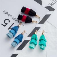 Fashion Tassel Earring, Zinc Alloy, with Cloth, plated, fashion jewelry & multilayer & for woman 