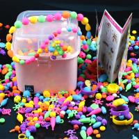 Ensemble de perles de String bricolage enfants, Plastique PC, Placage, pour les enfants & styles différents pour le choix, rose Vendu par boîte
