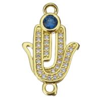 Cubic Zirconia Micro Pave Brass Pendant, Hand, gold color plated, DIY & micro pave cubic zirconia & hollow, metallic color plated Approx 2mm 