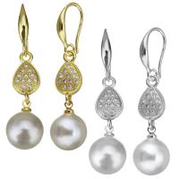 Cubic Zirconia Micro Pave Brass Earring, with Plastic Pearl, plated, DIY & micro pave cubic zirconia 41mm 