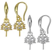 Brass Earring Drop Component, plated, micro pave cubic zirconia 27mm 1mm 
