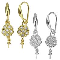 Brass Earring Drop Component, plated, micro pave cubic zirconia 32mm 1mm 