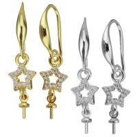 Brass Earring Drop Component, plated, micro pave cubic zirconia & hollow 29mm 1mm 