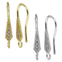 Brass Hook Earwire, plated, micro pave cubic zirconia 1mm Approx 2mm 