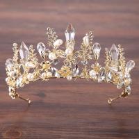 Bridal Tiaras, Zinc Alloy, fashion jewelry & for woman & with rhinestone, light gold color 