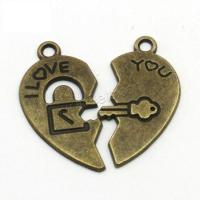Zinc Alloy Heart Pendants, antique bronze color plated, DIY & for couple 