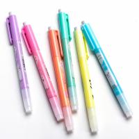 Plastic Highlighter, Dual Tip & 6 pieces, mixed colors, 150mm 