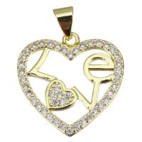 Cubic Zirconia Micro Pave Brass Pendant, Heart, plated, fashion jewelry & DIY & with cubic zirconia, nickel, lead & cadmium free Approx 