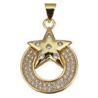 Cubic Zirconia Micro Pave Brass Pendant, Moon and Star, plated, fashion jewelry & DIY & with cubic zirconia, nickel, lead & cadmium free Approx 