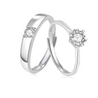 Couple Finger Rings, 925 Sterling Silver, plated, fashion jewelry & with cubic zirconia, 6.5mm 